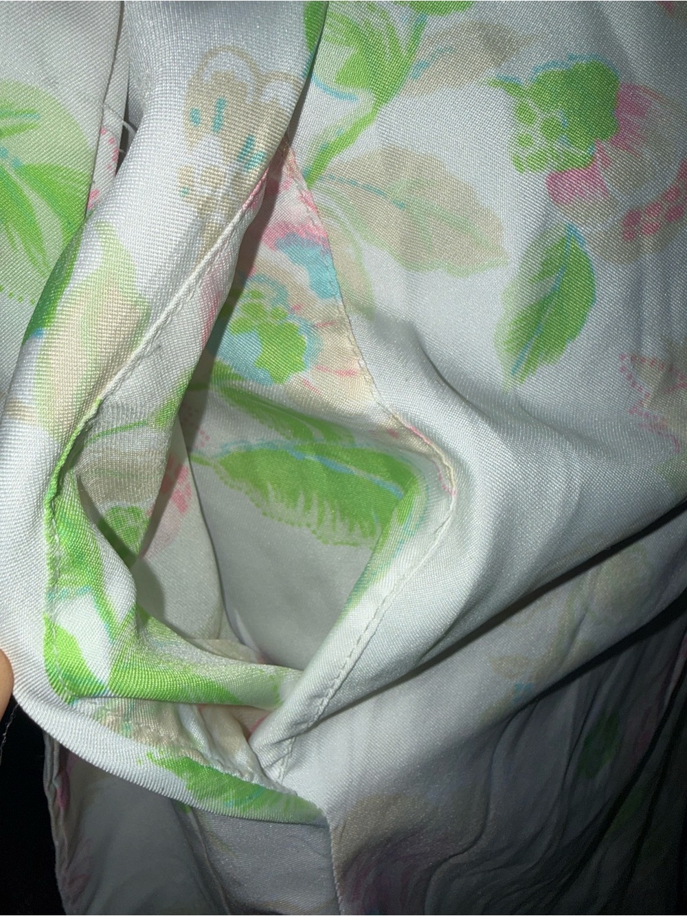 Vintage 1980s Cristian Dior Robe — Cream with Pink & Green - Picture 5 of 8